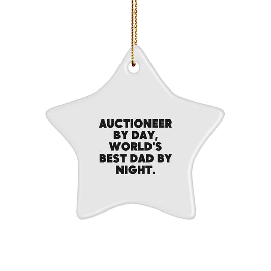 Auctioneer Gifts - Funny Star Ornament from World's Best Dad, Perfect for Christmas - Image 1