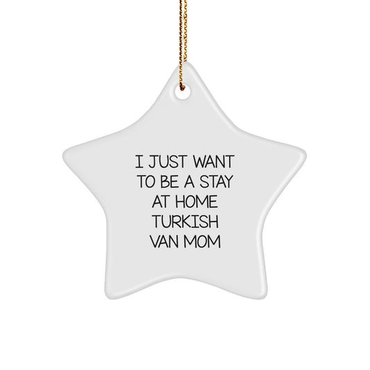 Funny Turkish Van Cat Mom Star Ornament for Christmas Unique Gifts from Friends to Family - I Just Want To Be, - Image 1