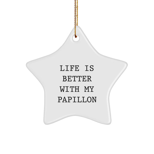 Funny Papillon Dog Christmas Star Ornament Gifts from Family, Friends, and Men, for Papillon Dog Owners - Image 1