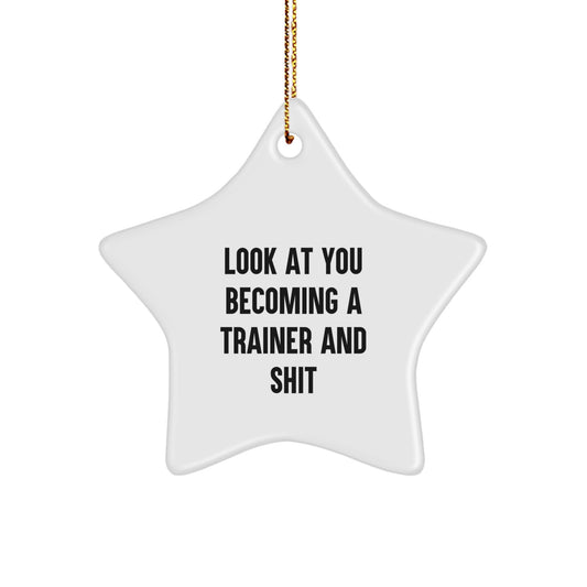 Funny Trainer Star Ornament Gifts from Friends for Christmas - 'Look At You Becoming A Trainer And Shit' - Image 1