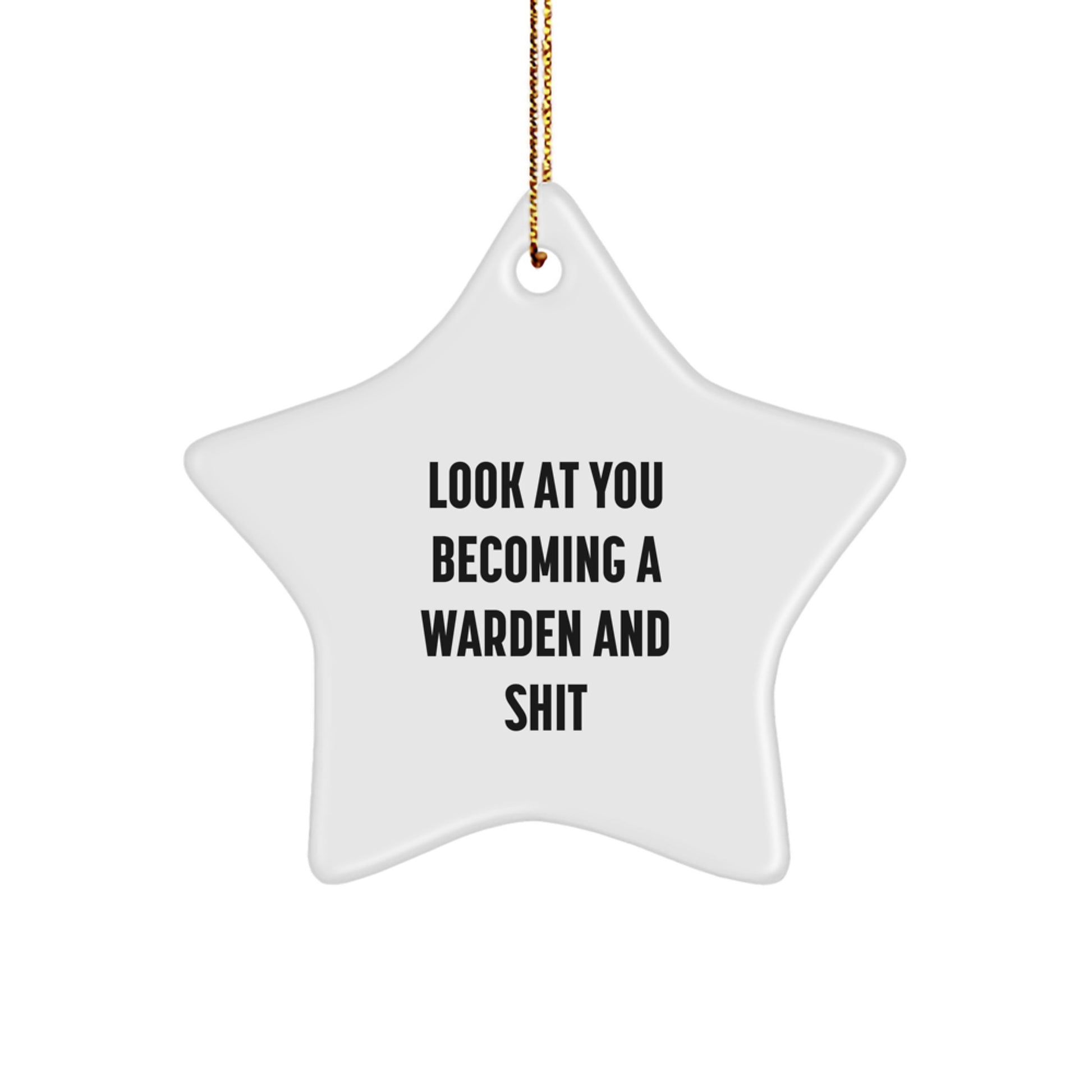Funny Warden Star Ornament Gifts from Friends for Christmas - 'Look At You Becoming A Warden And Shit' Star Ornaments for Warden Enthusiasts, Warden Decorations, Warden Gifts - Image 1