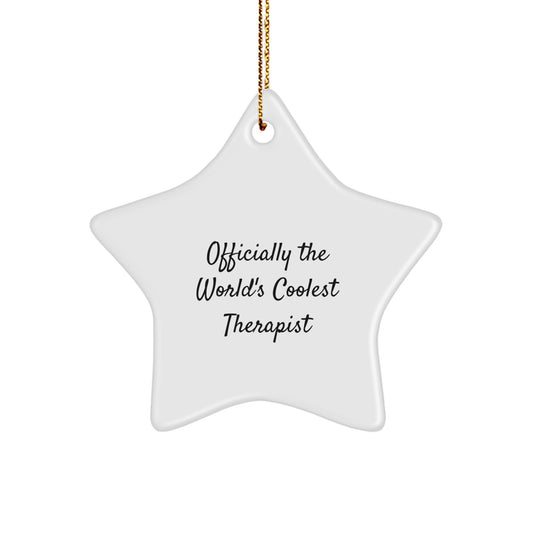 Funny Therapist Gifts from Friends, Christmas Star Ornament for Officially the World's Coolest Therapist, Gifts for Her - Image 1