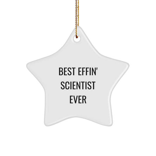 Funny Gifts from Friends to Scientist Star Ornament Best Effin' Scientist Ever White Star Shaped Decoration - Image 1