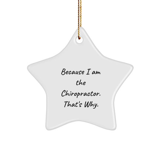 Chiropractor Star Ornament Gifts from Friends for Chiropractor, Funny Quote 'Because I Am The Chiropractor. That's Why.', Perfect for Christmas - Image 1