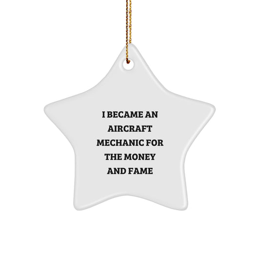 Aircraft Mechanic Gifts: Funny Quote Ornaments, Gifts from Men, Gifts for Friends, Star Shaped MDF Ornament, Christmas Unique Gifts - Image 1