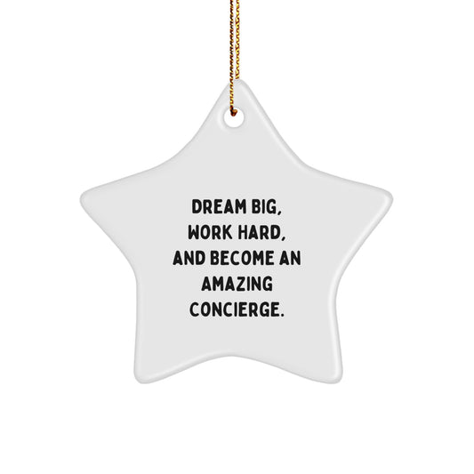 Inspirational Concierge Gifts from Friends - 'Dream Big' Star Ornament for Christmas Decorations, White Star Shaped MDF with Gold Cord - Image 1