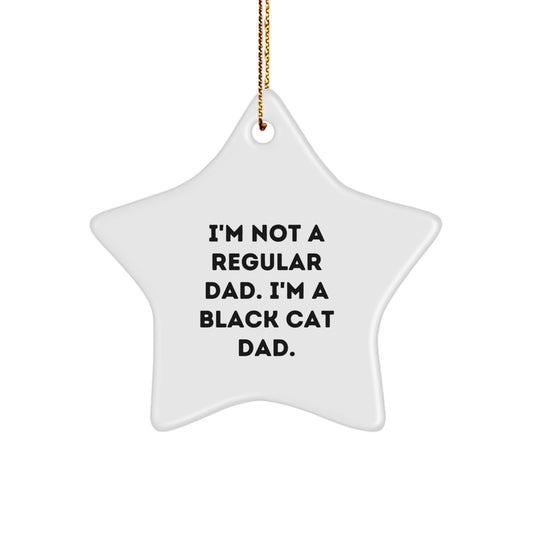 Funny Black Cat Dad Gifts for Men - Star Ornament from Family, Star Shaped Decoration for Christmas, 'I'm Not A Regular Dad. I'm A Black Cat Dad.' Quote - Image 1