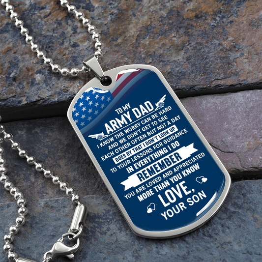 To My Army Dad, Military Dad, Military Gift, Birthday Gift For Military Dad, Armed Forces, Military Dog Tag Gift For Dad, Dog Tag Necklace For Men - DTADFS