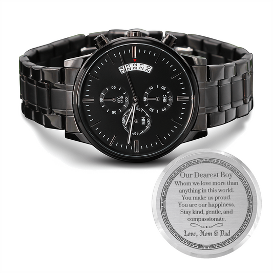 Engraved Mens Watch, Wrist Watch, Engraved Watch, Engraved Watch For Son, Gift For Son From Dad, Wedding Gift For Son, Birthday For Son
