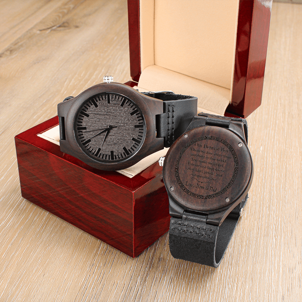 Wooden Watch Unique Mens Watch Engraved Watch For Son Engraved Mens Art Creative Gifts