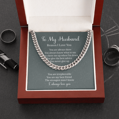 Husband Necklace Gift, The Strongest Man I Know, Gift for Man of Your Life, Cuban Link Necklace
