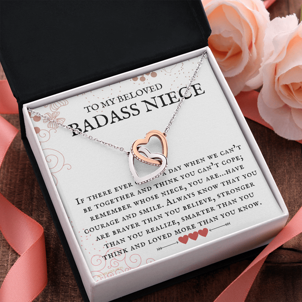 Niece Gift, To My Beloved Badass Niece Necklace, Niece Gift From Aunt Birthday Graduation Gift iheNFA24