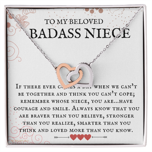 Niece Gift, To My Beloved Badass Niece Necklace, Niece Gift From Aunt Birthday Graduation Gift iheNFA24