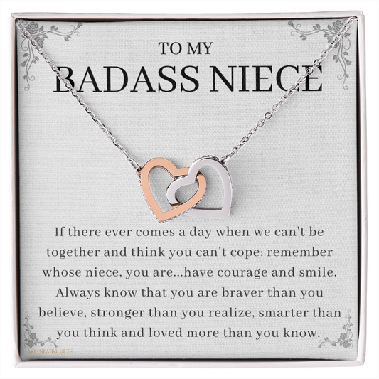 Niece Gift, To My Badass Niece Necklace, Niece Gift From Aunt Birthday Graduation Gift ihaNFA22