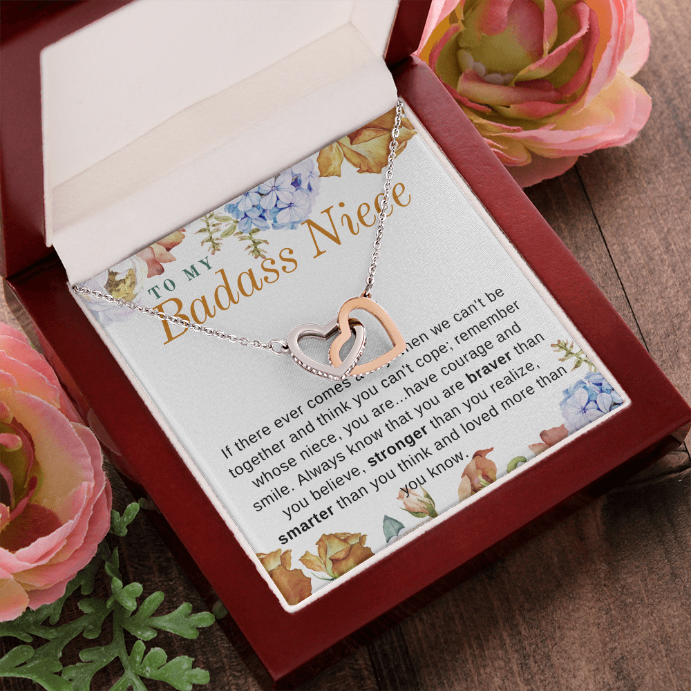 Niece Gift, To My Badass Niece Necklace, Niece Gift From Aunt Birthday Graduation Gift iheNFA23