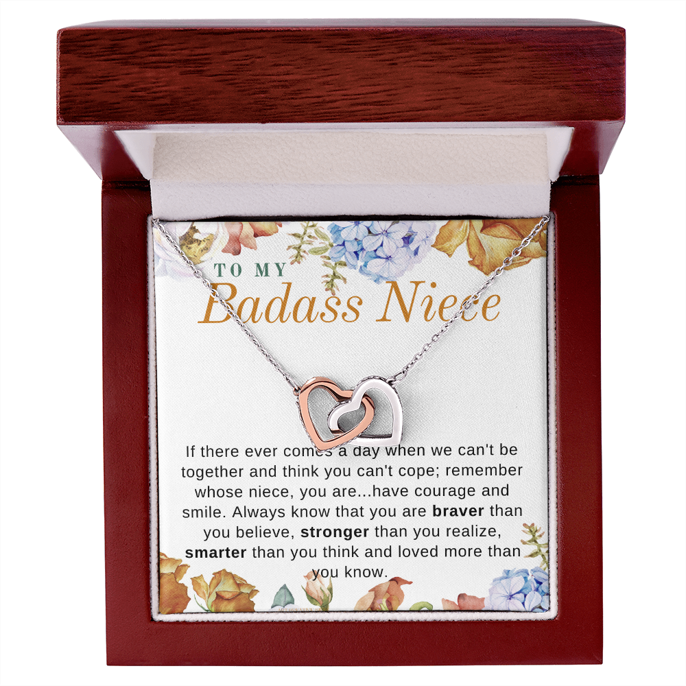 Niece Gift, To My Badass Niece Necklace, Niece Gift From Aunt Birthday Graduation Gift iheNFA23